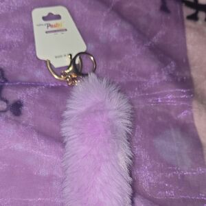 Lavender Faux Fur Pom Keychain